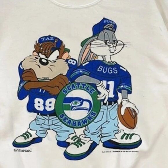 Seattle Seahawks 1993 Taz Shirt Looney Tunes Bug Bunny Sweatshirt  165 - Picture 2 of 5